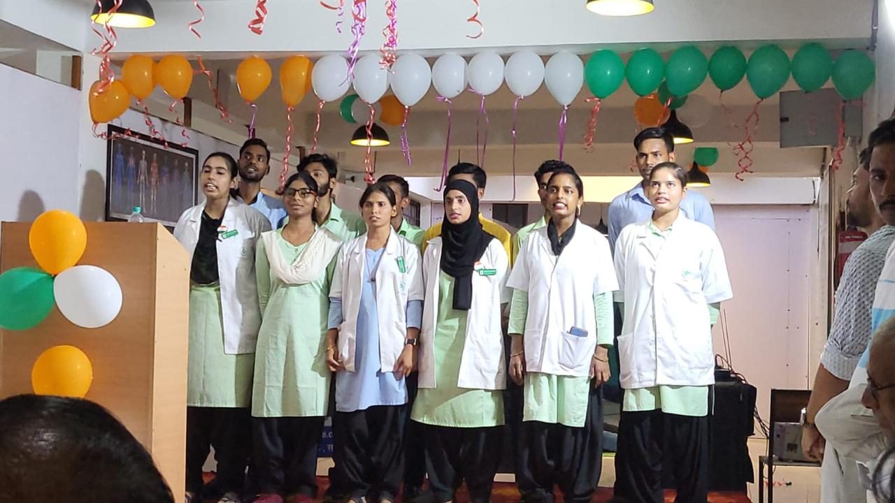Students performing on stage