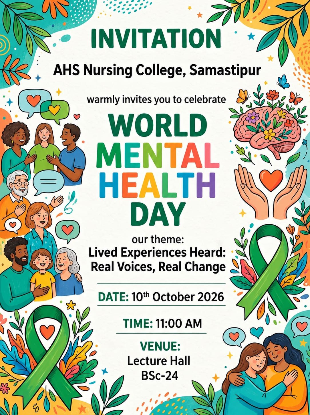 Invitation to World Mental Health Day 2026 at AHS Nursing College