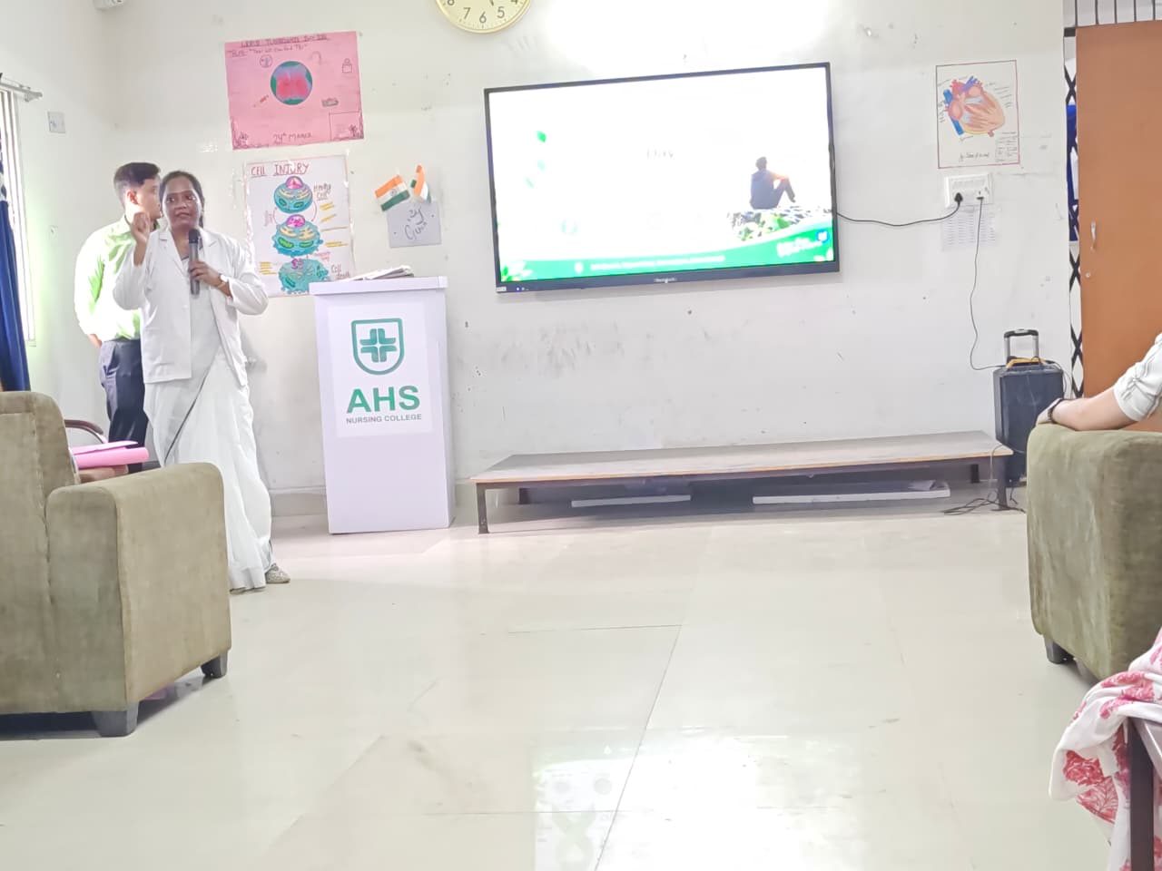 A faculty member presenting on suicide prevention